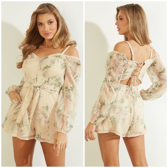 New GUESS Bree Eyelet Romper SZ S - Picture 1 of 6